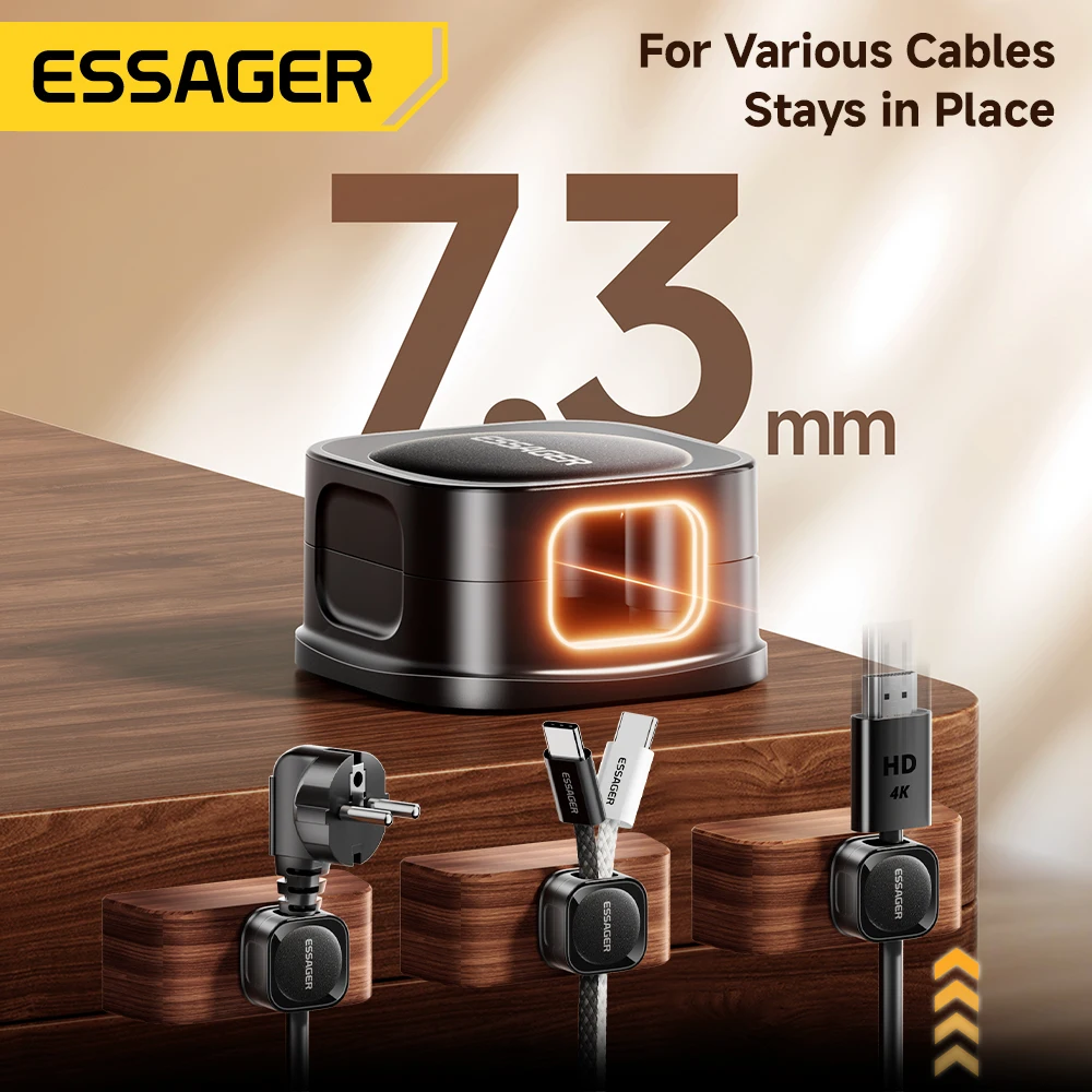 Essager Magnetic Cable Clips Cable Smooth Adjustable Cord Holder Under Desk Cable Management Wire Keeper Cable Organizer Holder view 3