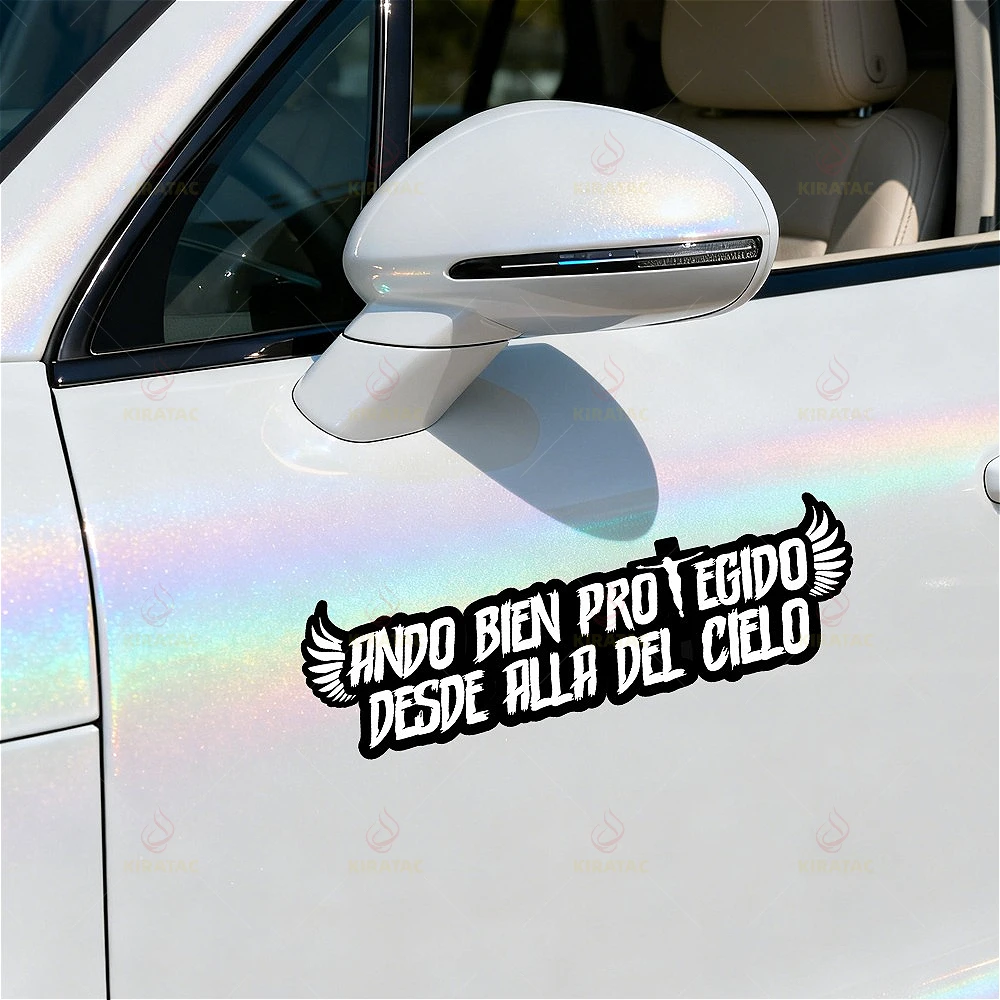 

“Waterproof for Car Windows Door Motocycle Fairing Winged Trendy Decal Well Protected From Heaven” Faith-Inspired Decor Sticker