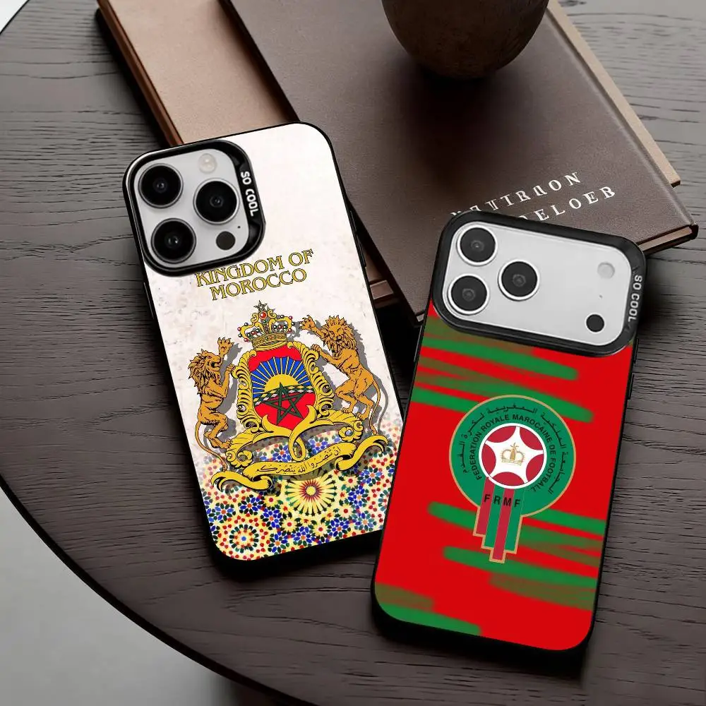 

M-Morocco F-Flag Phone Case For iPhone17,16,15,14,13,12,11 Plus,Pro Max Candy Silver Plated Inside Cover