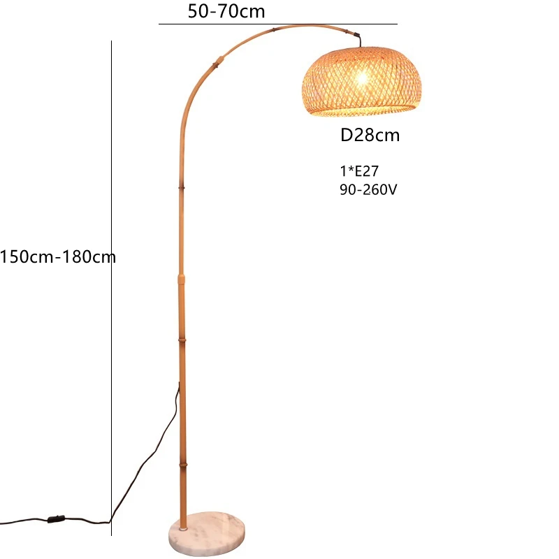 Imagem -06 - Lâmpada do Assoalho do Bambu do Estilo Chinês Abajur E27 Decoração Moderna do Quarto da Sala