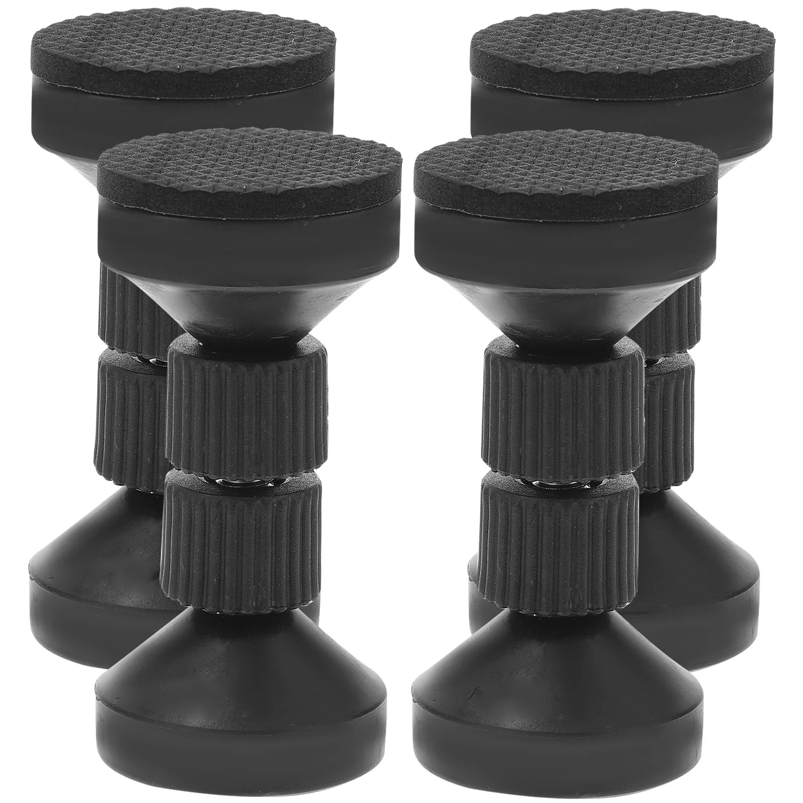 4pcs Anti-Tip Fixing Device Adjustable Bed Frame Stabilizer Noise Reducer Wall Protector for Beds Headboards Sofas Tables Black