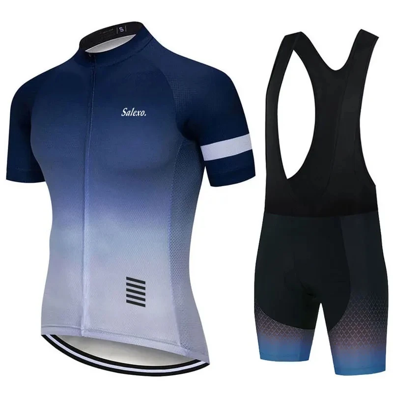 SALEXO Cycling Jersey Set Mens Summer Breathable Short Sleeve Bicycle Clothing Suit Mountain Bike Ropa Maillot Ciclismo