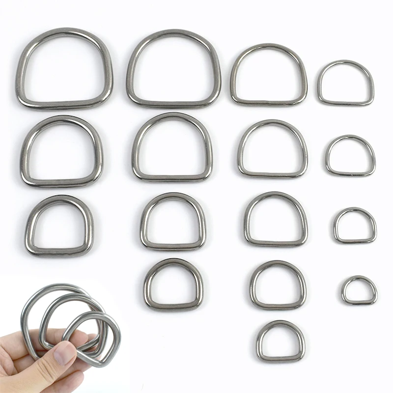 

5Pcs 304 Stainless Steel Buckle Carabiner Rings for Bag Strap D Ring Belt Buckles Dog Collar Webbing Connector Loop Hook Clasp
