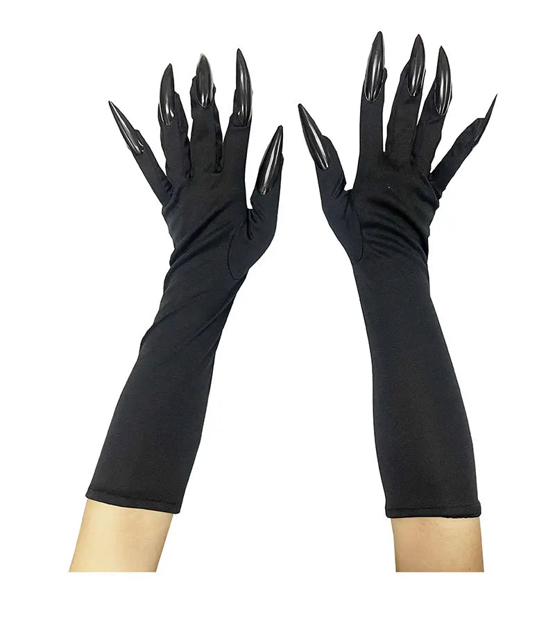 Halloween Gruselige Krallenhandschuhe Lange Nägel Cosplay Kostümzubehör Hexe Vampir Dämon Dehnbare Hände Rot Schwarz Lustiger Handschuh 2026 – Detail 6