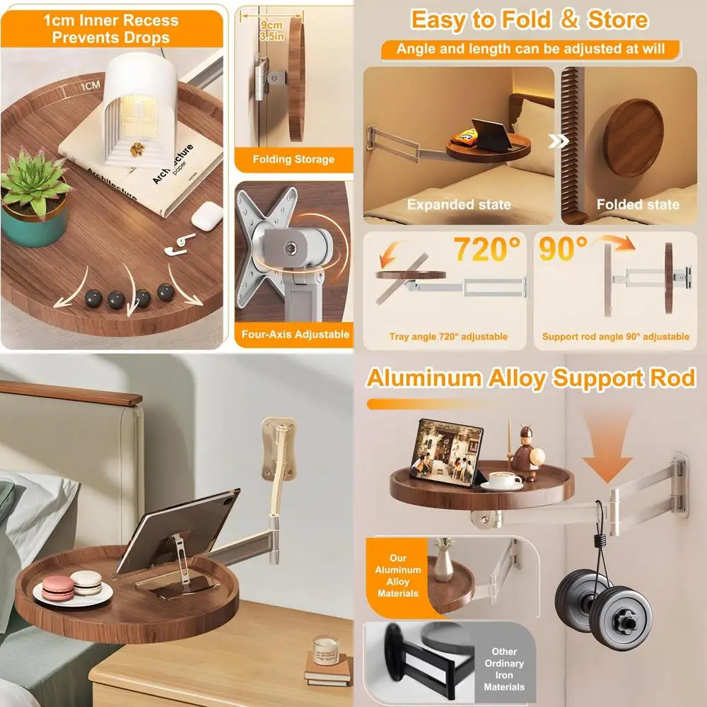 

Space-Saving Wall-Mounted Folding Desk, Retractable Wooden Table for Compact Spaces