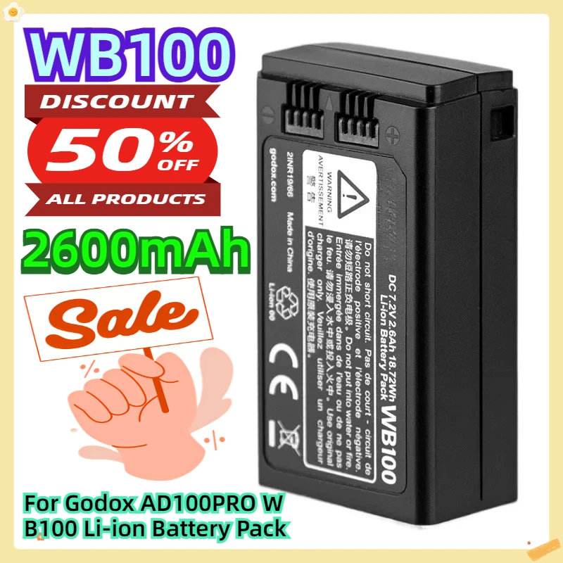 For Godox AD100PRO WB100 Li-ion Battery Pack