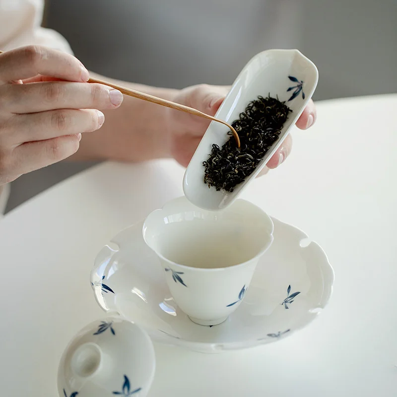 Pure Hand-painted Butterfly Orchid Tea Appreciate Tea Lotus Teaspoon Handmade Tea Shovel Tea Wake-up Device Tea Ceremony Cha He