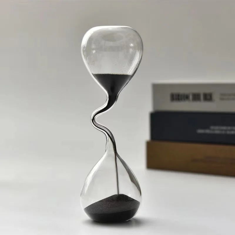 Creative Irregular Hourglass Timer Home Decoration Glass Hourglass Jewelry Home Supplies Sand Time Black Sand Timer Holiday Gift