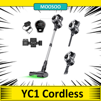 MOOSOO YC1 Cordless Vacuum Cleaner, 0.8L Dustbin, 12kPa High Suction,Up to 40min Runtinte, LED Display, Multi-Cyclone Filtration