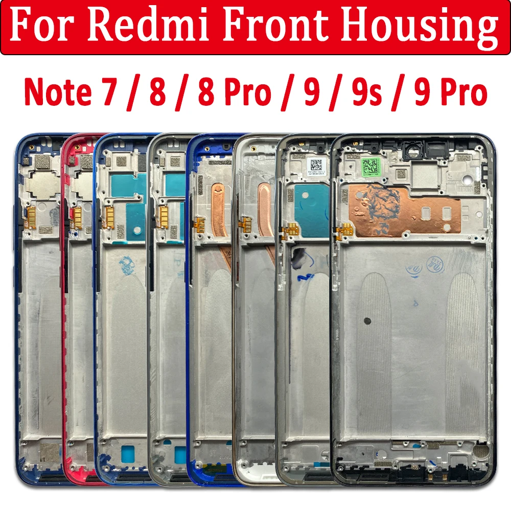 NEW For Xiaomi Redmi Note 7 8 Pro 9S 9 Pro Front Housing Middle Frame LCD Frame Screen Bezel Cover Holder Replacement Parts