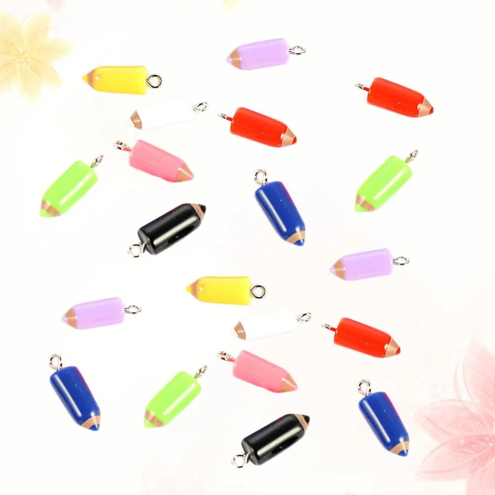 

20Pcs Cartoon Pencil Tip Resin Pendants DIY Jewelry Making Charms for Necklace Bracelet Earrings Keychain Gift