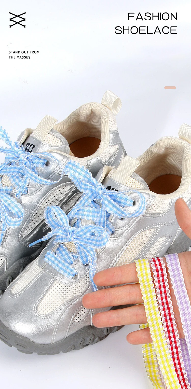1 Paar karierte Schnürsenkel, flache Schnürsenkel für Sneaker, karierte Schnürsenkel, Ersatz für Schuhe. ﻿ – Detail 1