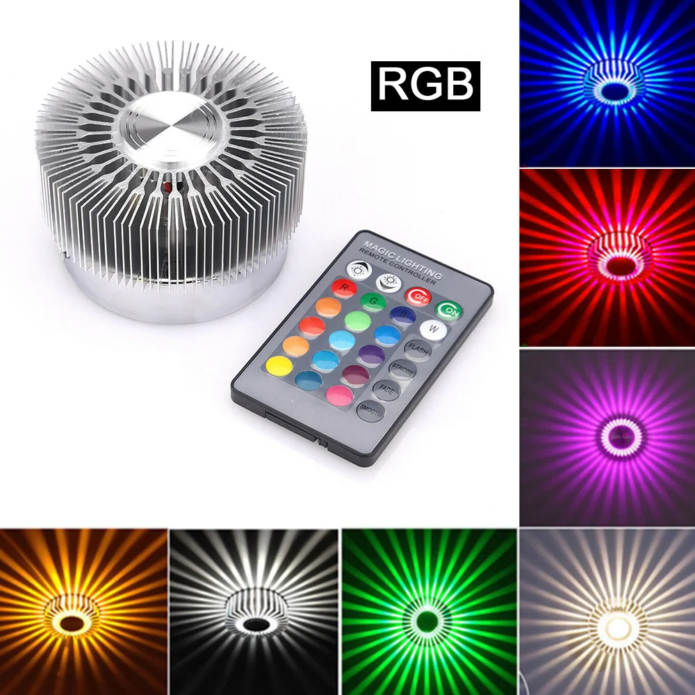 3W Sunflower Wall Light Creative Colorful LED Wall Light Spot Lamp with Remote Control for Living Room Path Way Corridors Decor