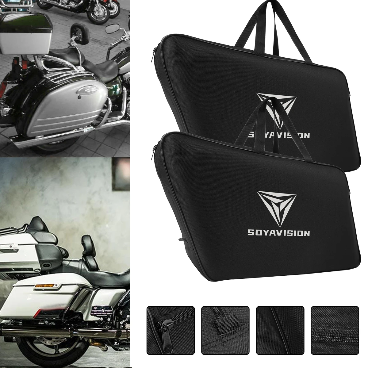 

Black Motorcycle Saddlebag Luggage Liners For Harley Touring Electra Street Glide Road King For Honda Goldwing GL1800 GL1500