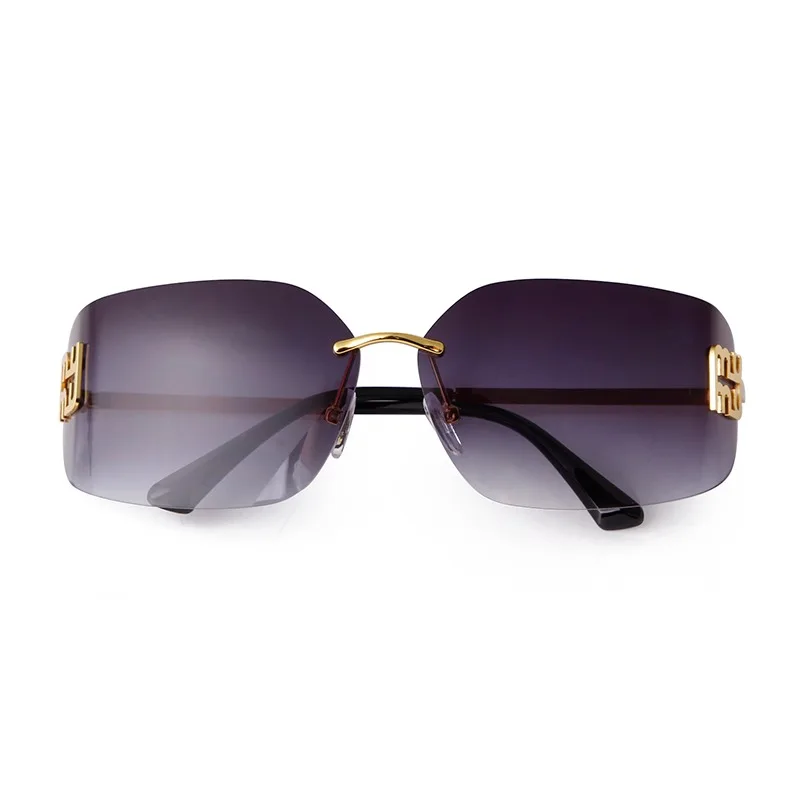 STORY Mode Gespiegelde Randloze Zonnebril voor Vrouwen Mannen Luxe Merk Designer Trendy Gebogen Lens Frameloze Zonnebril UV S8051A