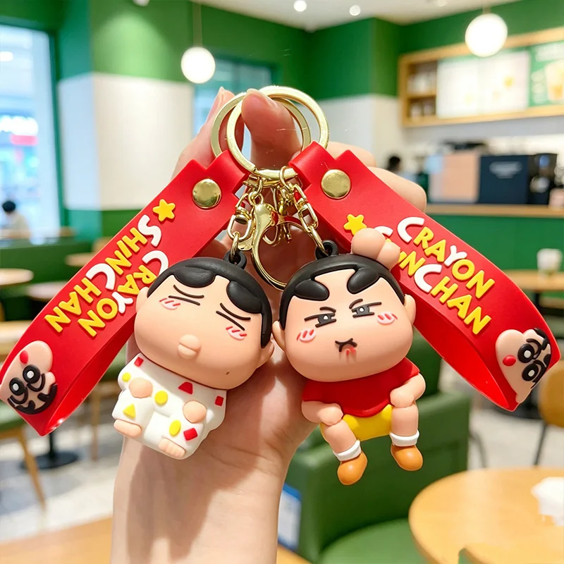 Crayon Shin Chan Cute Pvc Keychain Cartoon Backpack Car Accessories Creativity Anime Peripherals Couple Key Ring Friend Gift Toy