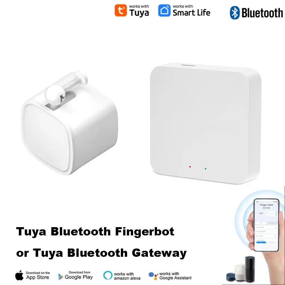 Tuya Bluetooth Finger Robot Switch Button Pusher and Tuya Bluetooth Gateway for Choosing