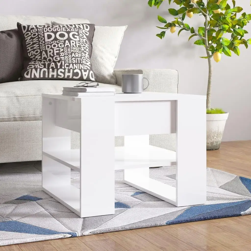 

High Gloss White Coffee Table Compact Engineered Wood Modern Design Living Room Furniture