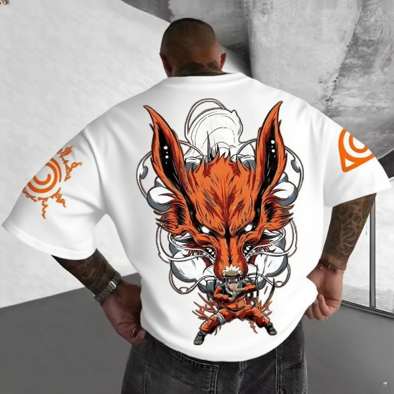 

Naruto Nine Tails Anime Men Short Sleeve T Shirt Summer Cotton Streetwear Graphic Tee Casual Tops Workout Gym Japan Manga Print