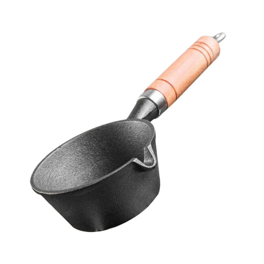 

Мини-сковорода для яиц, эргономичная деревянная ручка, сверхмощный железный горшок для сыра, воска, карамели, нагрева, выпечки, приготовления пищи, домашнего использования