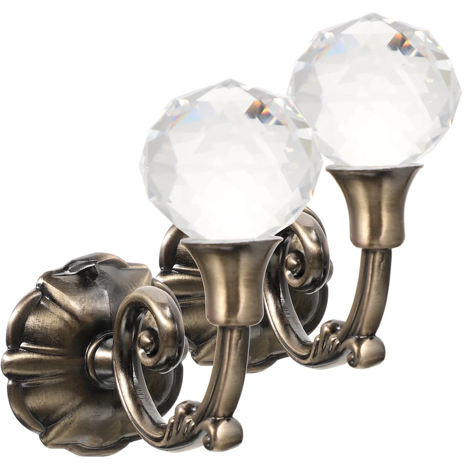 תומכי כדור קריסטל וינטאג' מוזהבים לווילונות ובגדים לתליה על הקיר עם חומרי קישוט