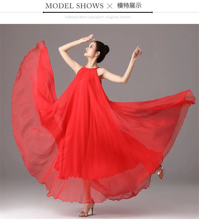 New Summer Chiffon Extra Long Large Swing Dress Women Solid Chiffon Beach Dress Summer Bohemian Maxi Dress Ladies Party Vestidos