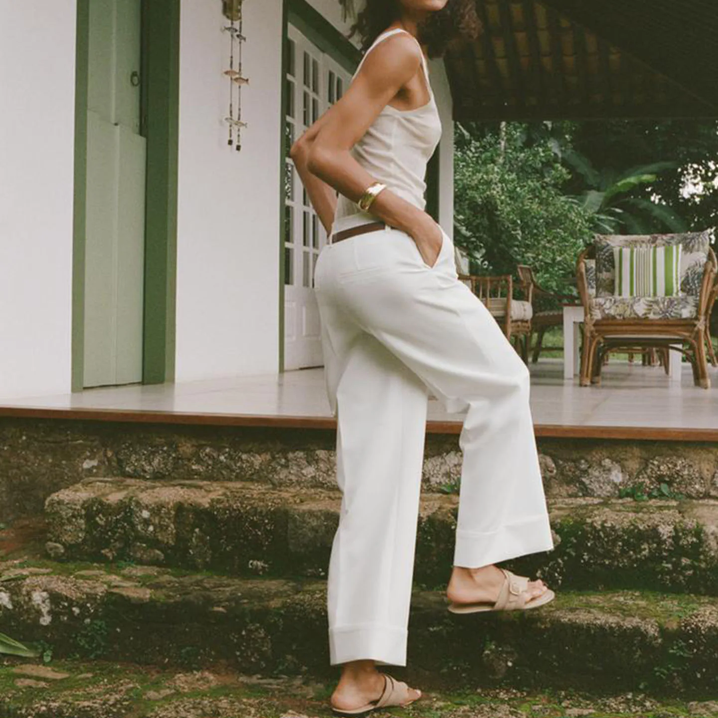 

Z Women's Faion Casual Pants with Belted Cuffed Ankles Versatile Straight Leg Long Trousers for Busin Commute