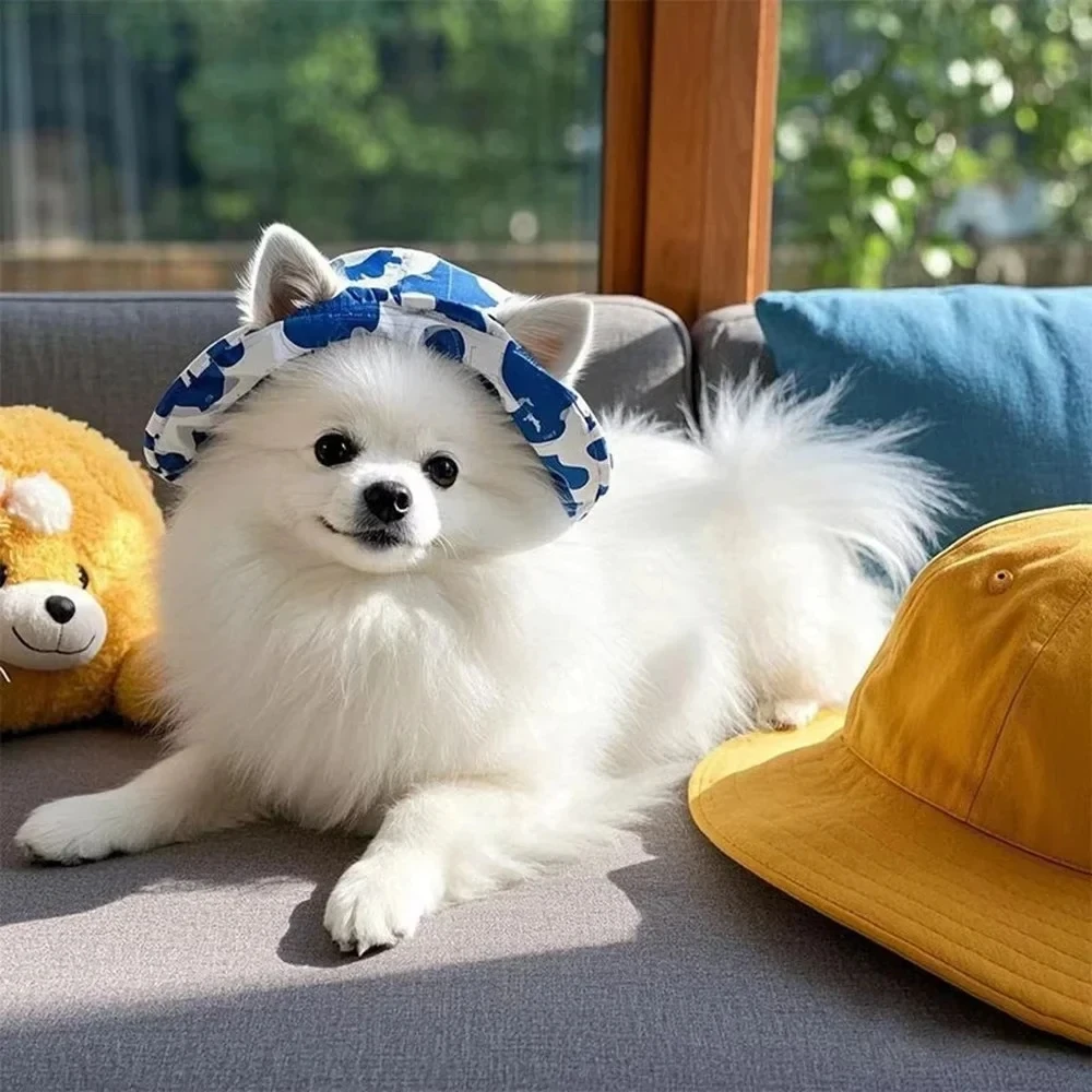 Sommer-Sonnenhut für Haustiere mit Ohrlöchern, UV-Schutz, atmungsaktiv, niedliche Fischerhüte für den Außenbereich, passend für Katzen und kleine Hunde – Detail 6
