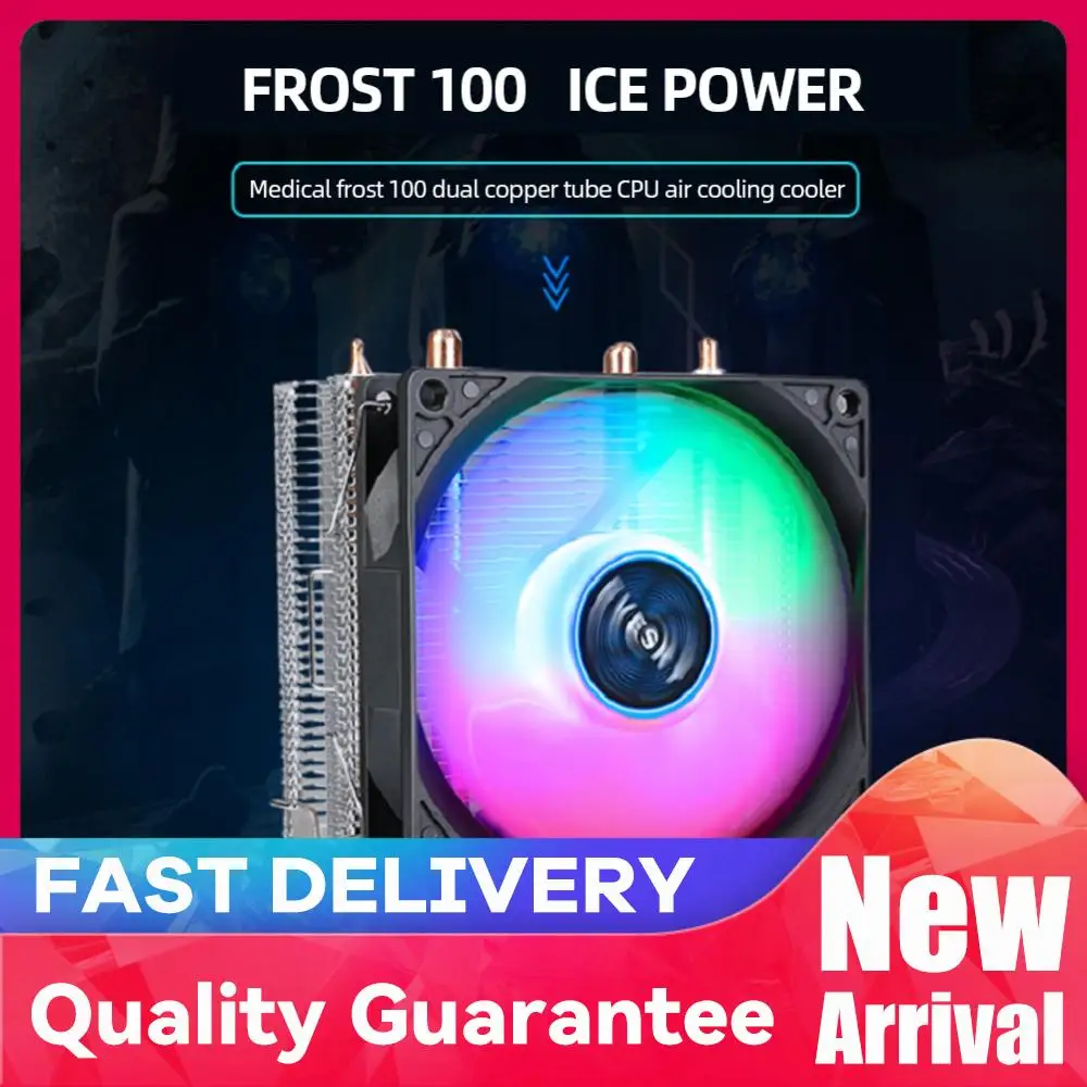 

RGB CPU Cooler 2 Heat Pipe 9cm CPU Cooling Fan Hydraulic Bearings Colorful Light Effect Mute Computer Accessories for INTEL AMD