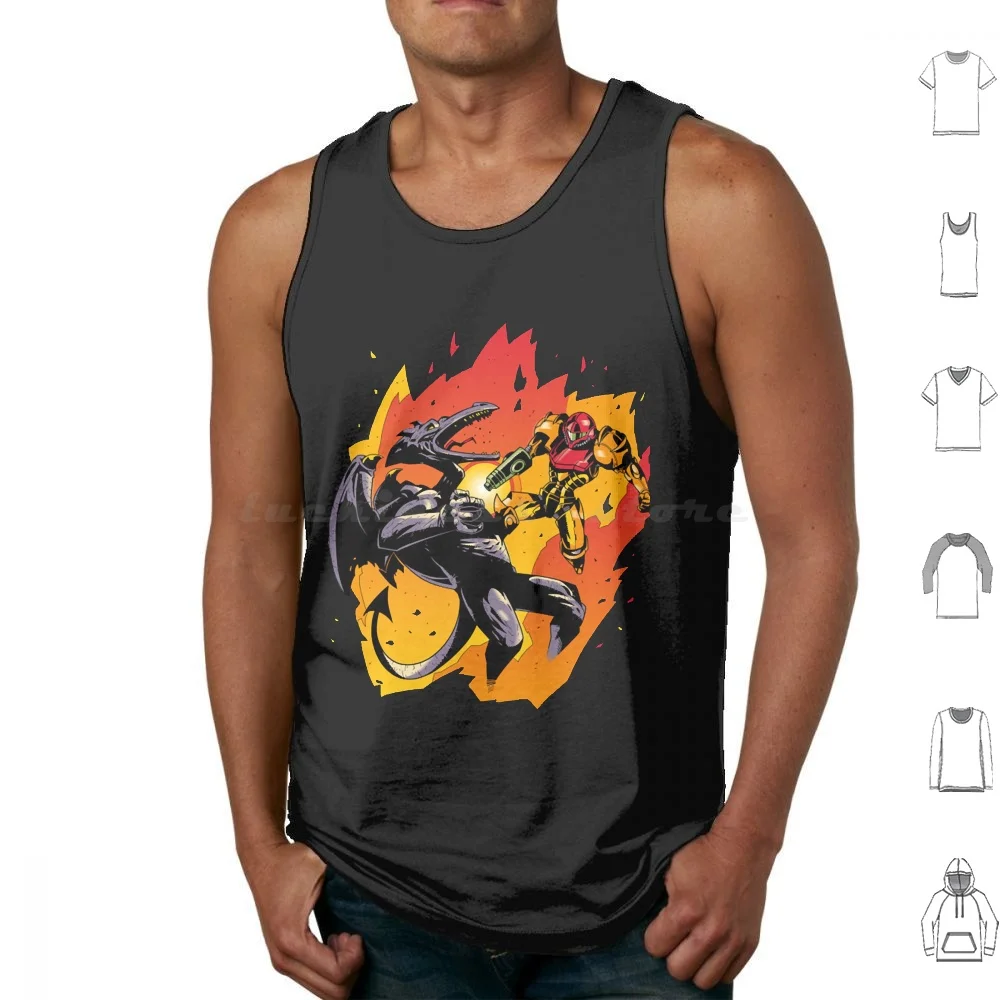 Samus Vs. Ridley Tank Tops Print Cotton Metroid Game Gamer Games Gaming Metroid Prime Other M Ridley Samus Samus