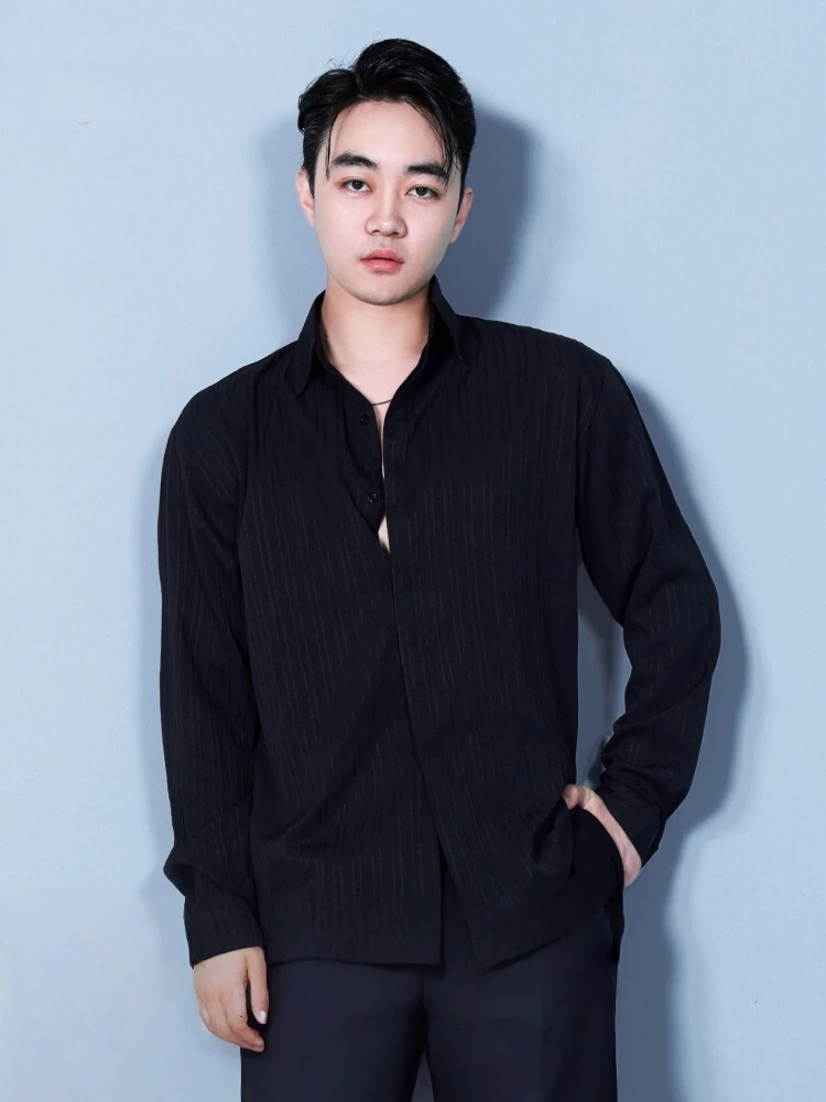 

Latin Dance Dress Shirt For Male Ballroom Training Clothes Adult Breathable Dancing Top Tango Samba Dance Stage Costumes