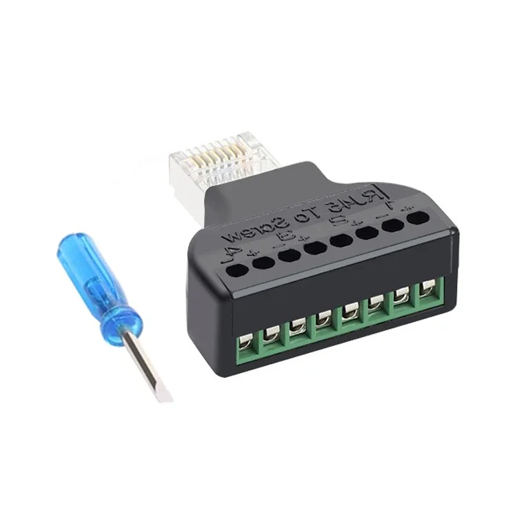 RJ45-schroefklemmenblok Drukvrij gereedschapsvrij krimpen Lasvrije gaasdraadkop, RJ45 industriële besturingsnetwerkadapter