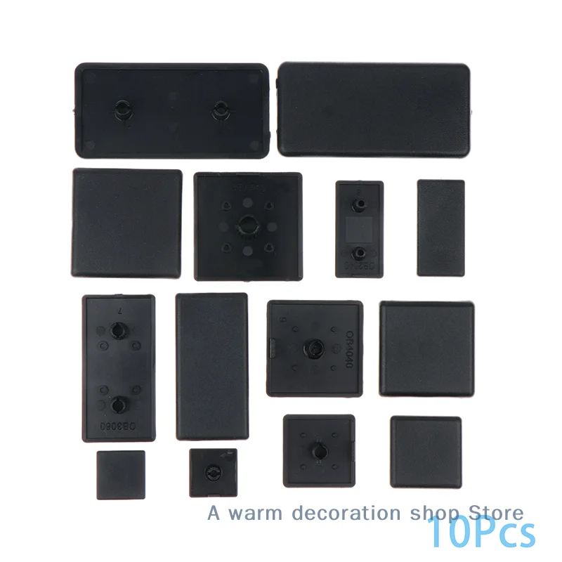 10 Pcs 20x20/20x40/30x30/30x60/40x40/40x80/45x45mm Plastic End Cap Cover Plate Black For EU Aluminum Profile