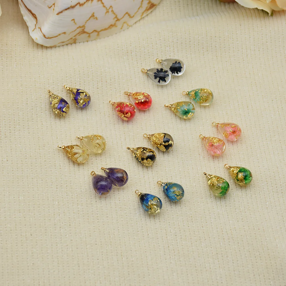 

10 шт./лот DIY смола трехмерная капля воды бессмертный цветок капля лента подвесное кольцо для подвесок браслет кулон