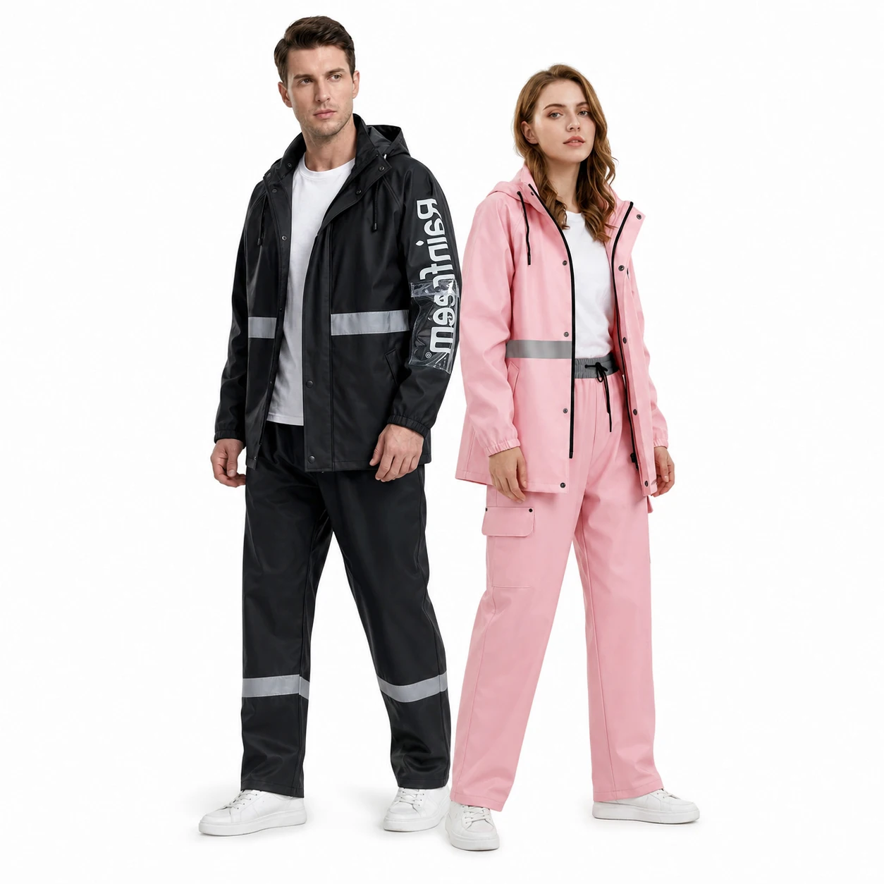 Motorcycle Gear Hoodie - Waterproof Motorcycle Rain Suit, 2-Piece Reflective