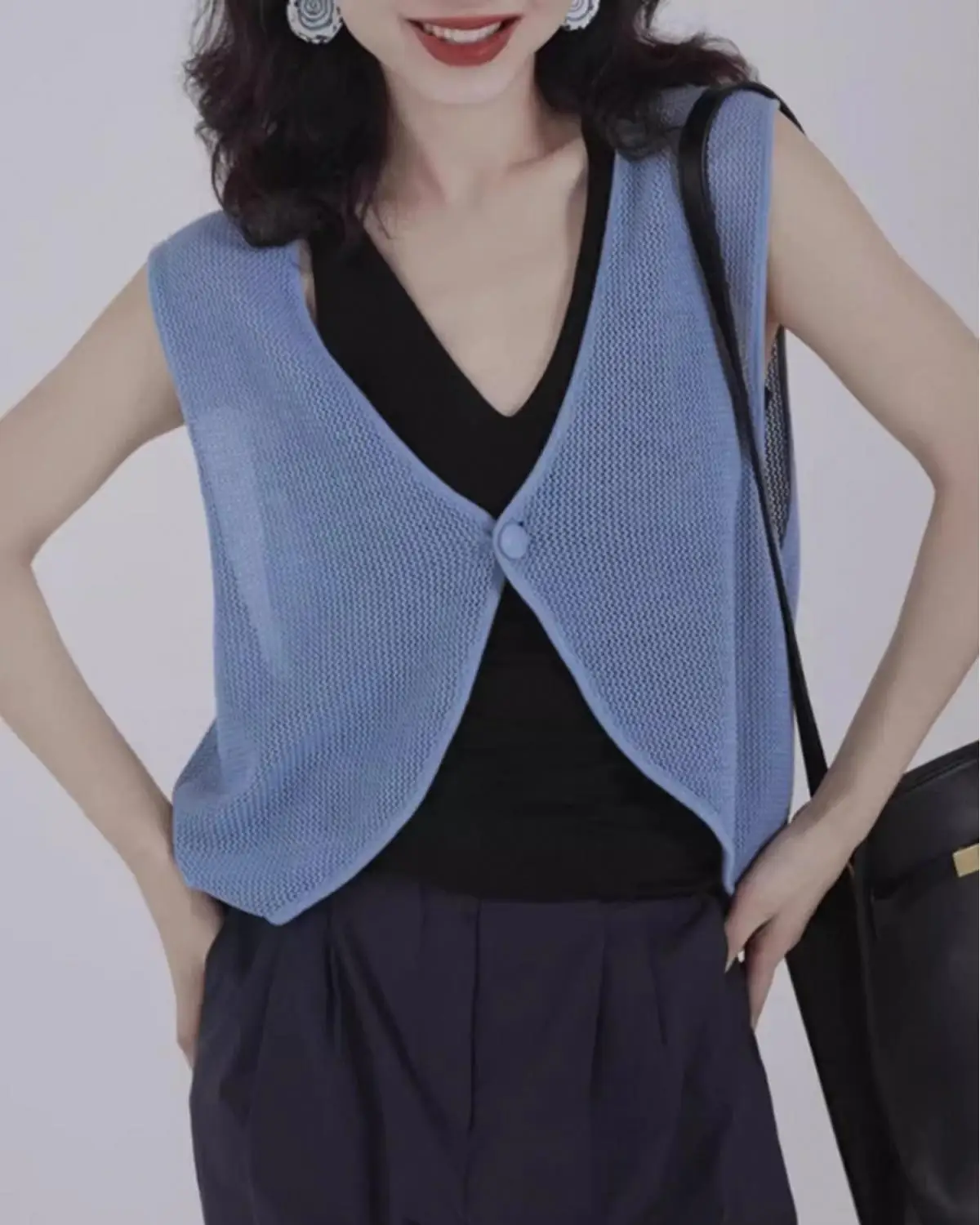 

Vests Waistcoats Thin Womens Vest Halter Top Woman Summer Mesh Hollowed Out Cropped Open-Knit Quick-Drying Breathable Ulzzang OL