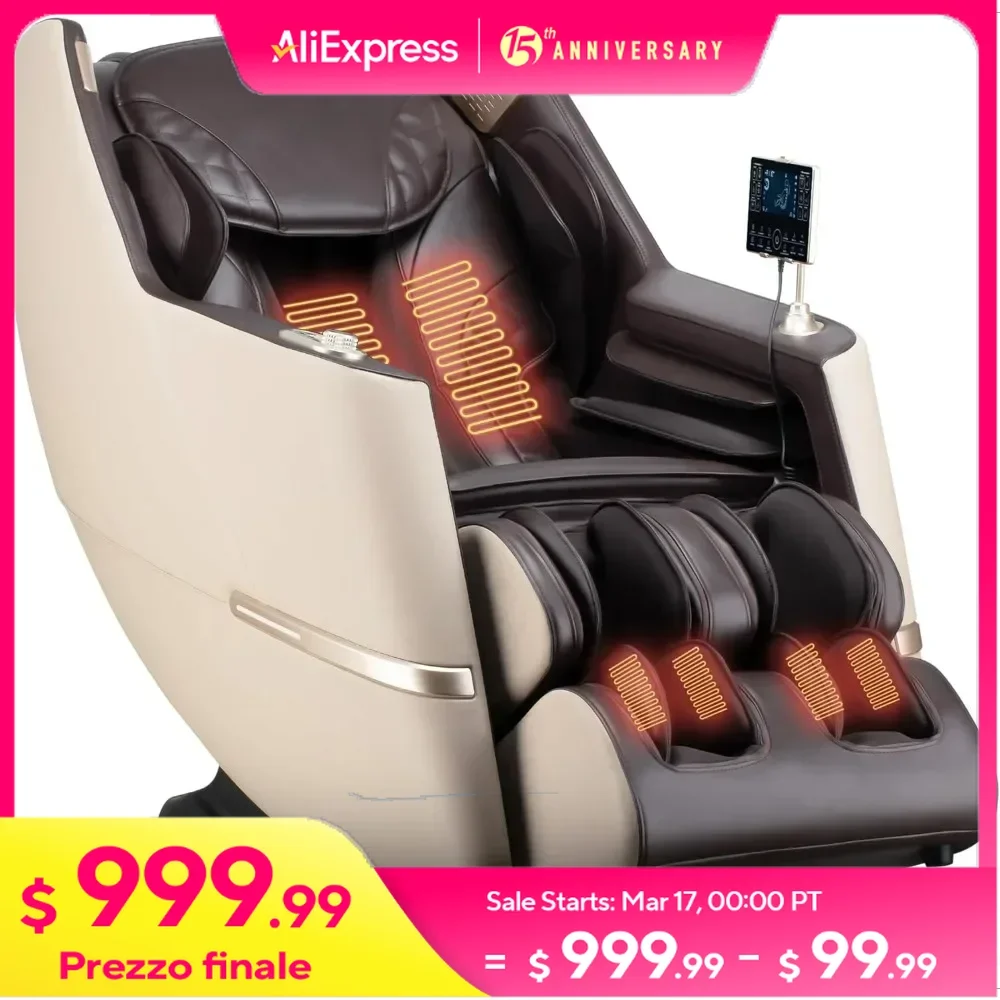 Zero Gravity Massage Chair, APP, Touch Screen, Foot Rollers, Airbags, Bluetooth, Body Scan, Thai Stretch, Shiatu Massage Chair