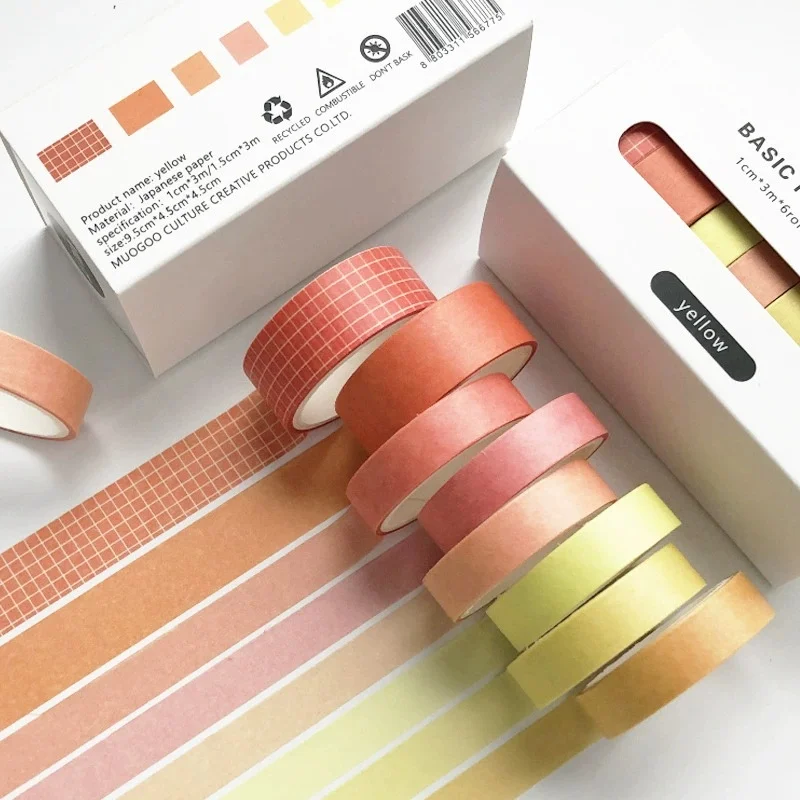 8 rollen per doos effen kleur decoratieve tape set DIY scrapbook journal decoratie schrijfwaren knutseltape