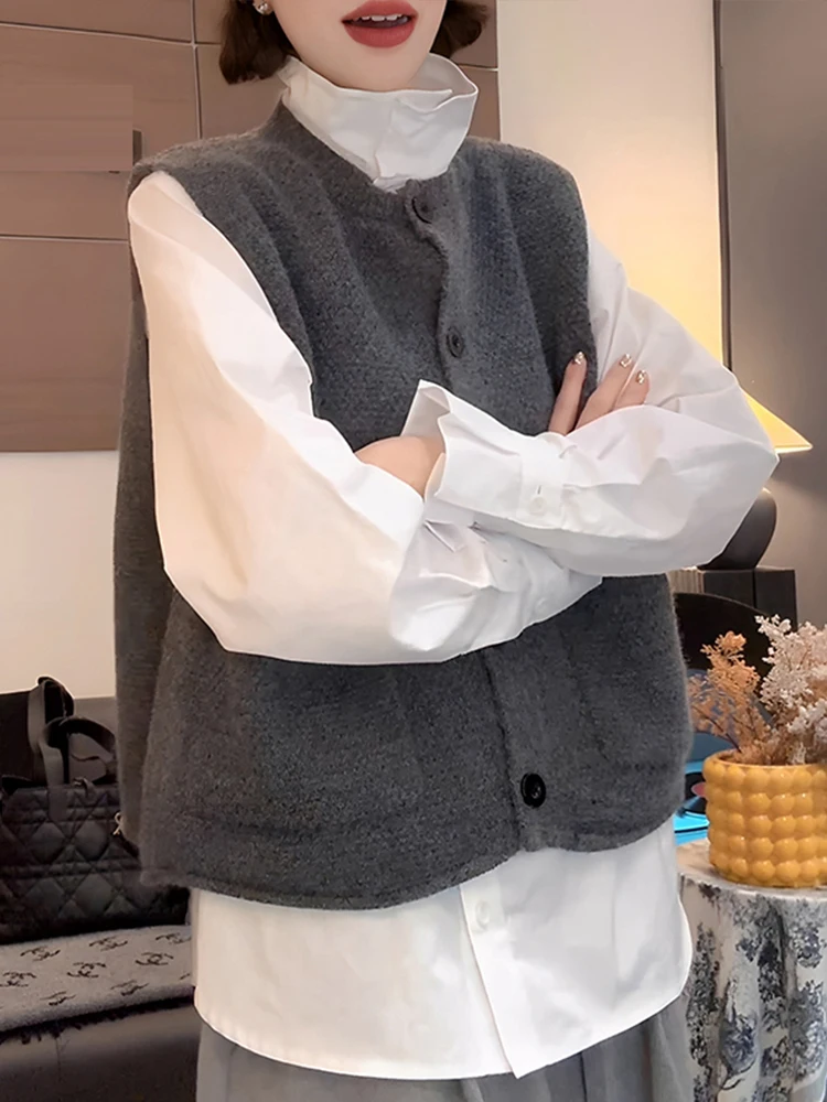 

Корейский модный жилет на одной пуговице для женщин, повседневный, простой, универсальный, для всех возрастов, осенняя новинка