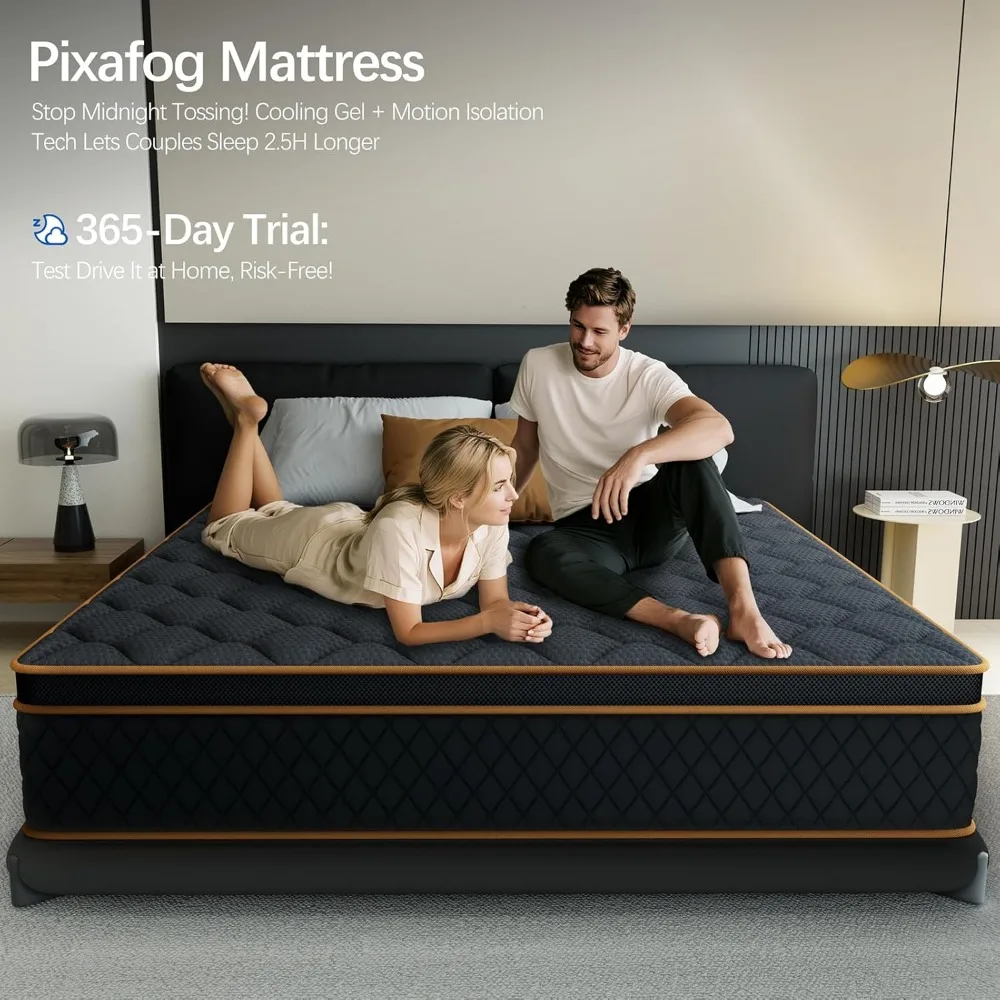 مرتبة هجينة مقاس 12 بوصة مع ملفات جيب ورغوة جل تبريد لدعم العظام وتخفيف آلام الظهر #2