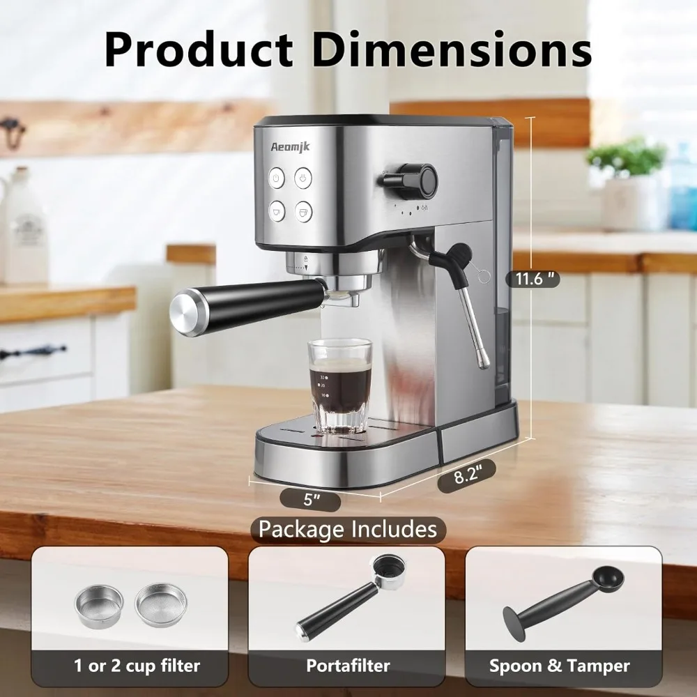 Aeomjk Espresso Machine,  Coffee Machine for Cappuccino, Latte, Espresso Machines for Home, 34oz Removable Water Tank