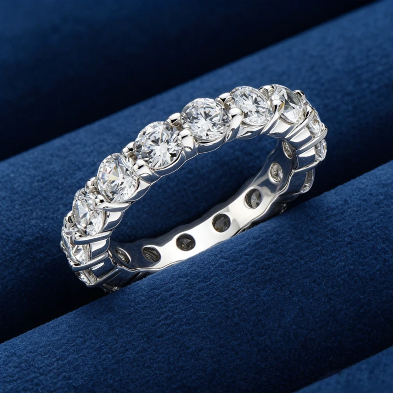 Rrjzz 4MM Voll-Moissanit Ehering für Frauen D-Farbe Laborgezüchteter Diamant Verlobungsring GRA Schmuck Geschenke – Detail 3