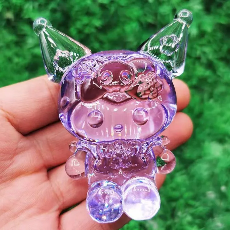 Muñeco de piedras preciosas Kuromi de cristal Kawaii Sanrio, juguete de Anime de Color transparente, accesorios de adorno para muñeca Kuromi, regalos de juguetes para niños