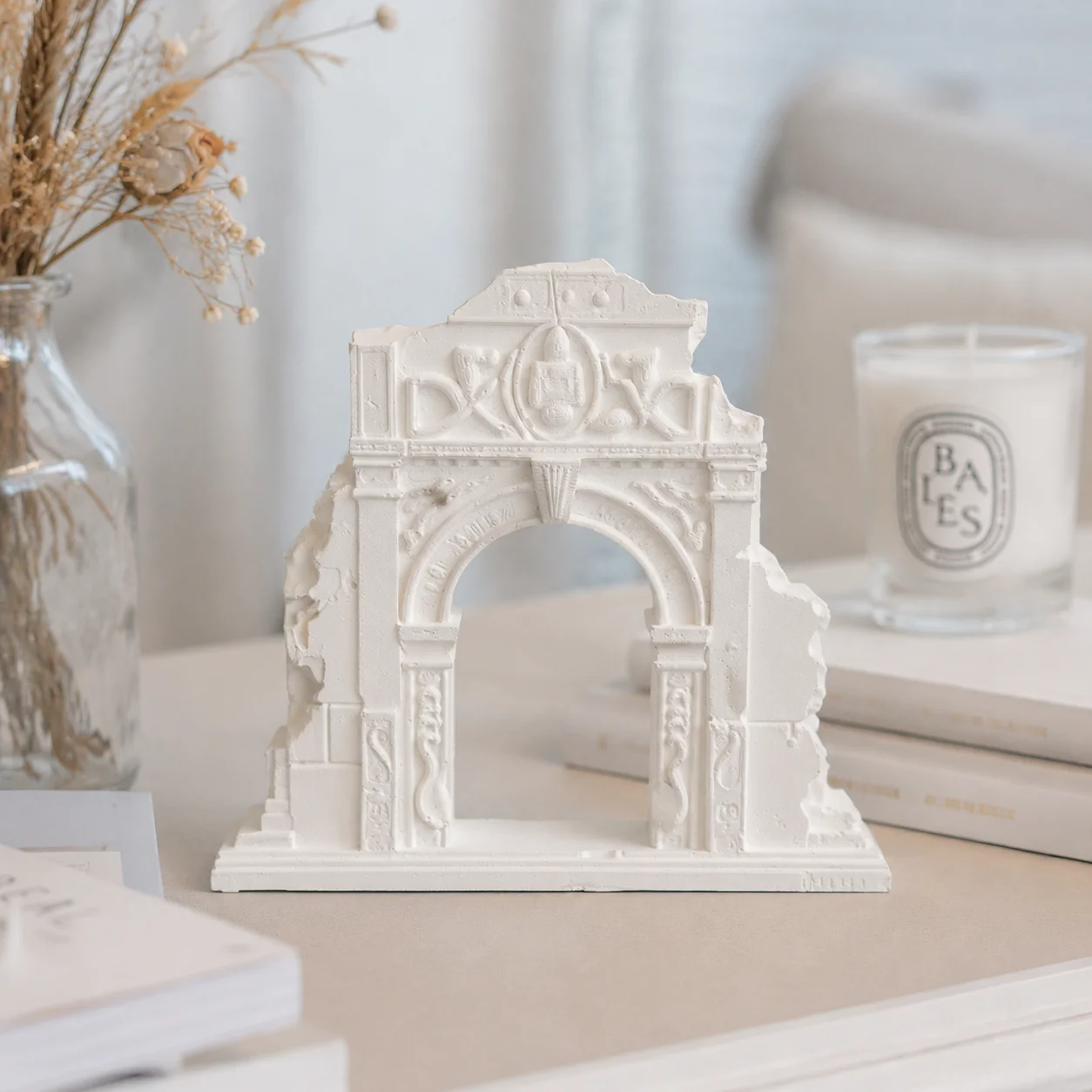 European Ruined Arch Plaster Sculpture Miniature Landscape Terrarium Diorama Scene Desktop Decor