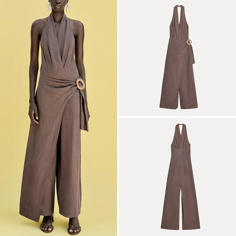 

Новый летний женский длинный цельный костюм, подвесная льняная смесь, удобная полиэфирная ткань, китайское производство