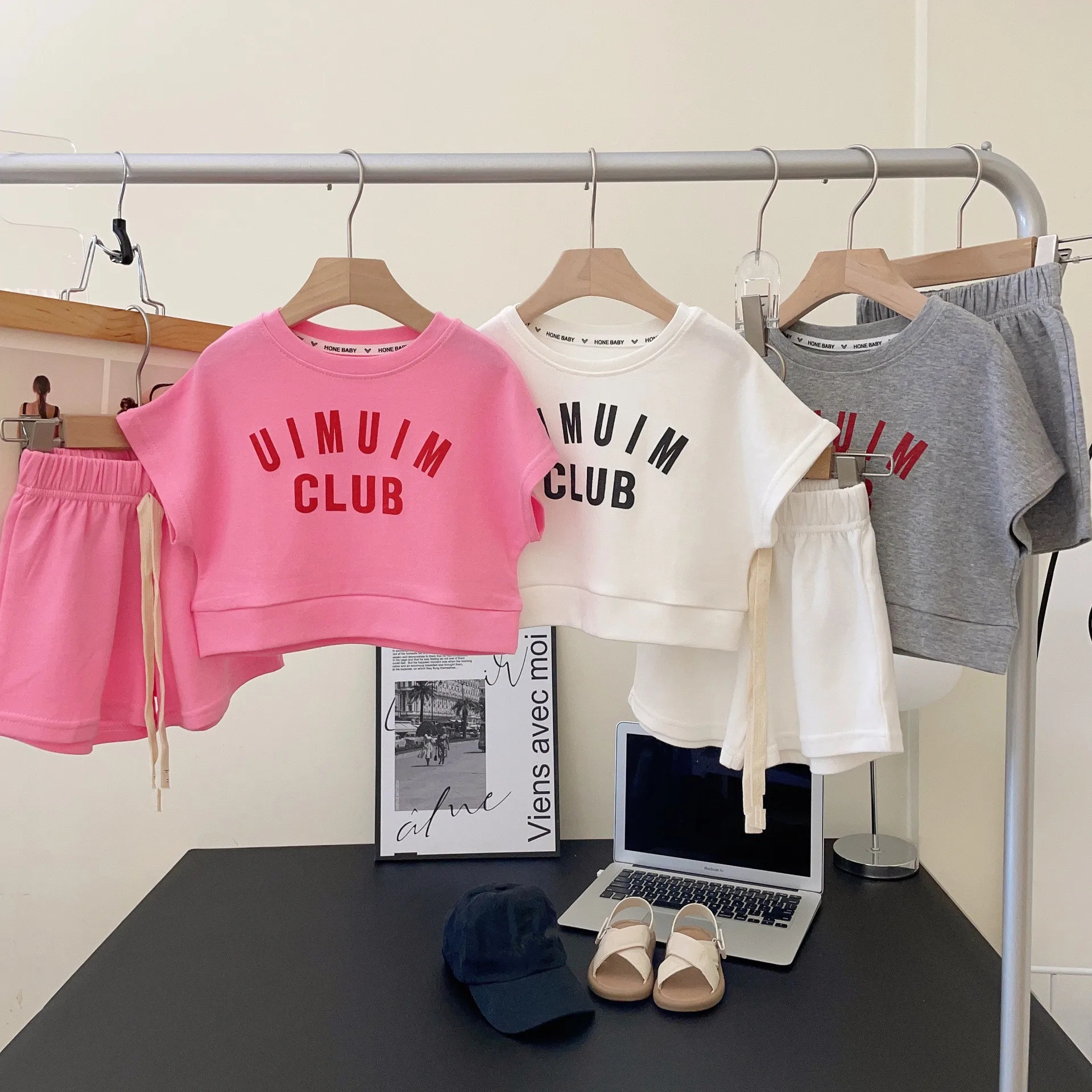2PCS/Set Top +Pants Short Set For Kids Girls Summer Fashion Sporty Pullover Children Clothing Set Printed Letter Casual Outfits