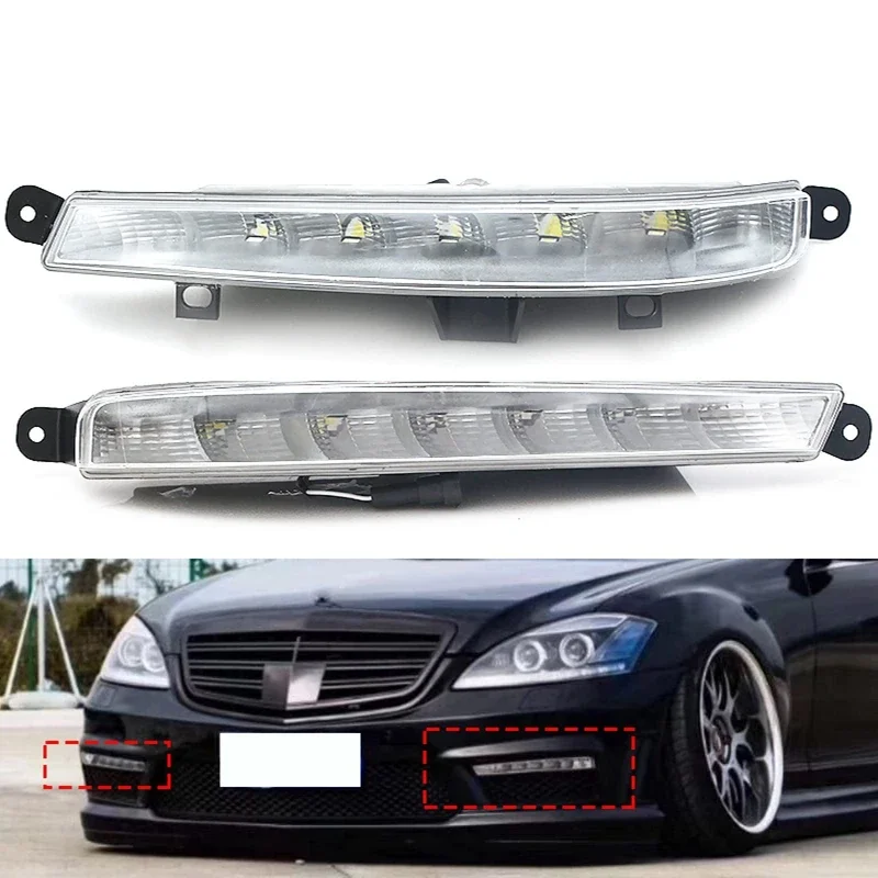 

Для Mercedes Benz W221 S63 AMG 2007-2013 Автомобильные боковые DRL светодиодные противотуманные фары дневные ходовые огни 2218201356 2218201456