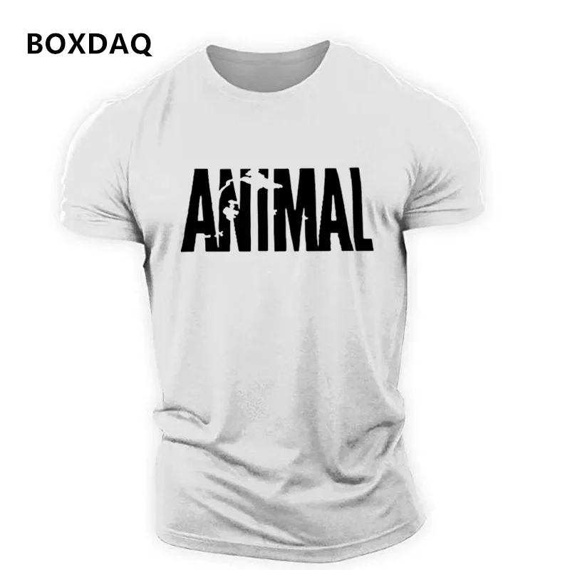 Short Sleeve Casual Fitness Sporty Tops Tee Animal Letter English 3D Print T Shirt 6XL Plus Size Men\'s Clothing Sports T-Shirts