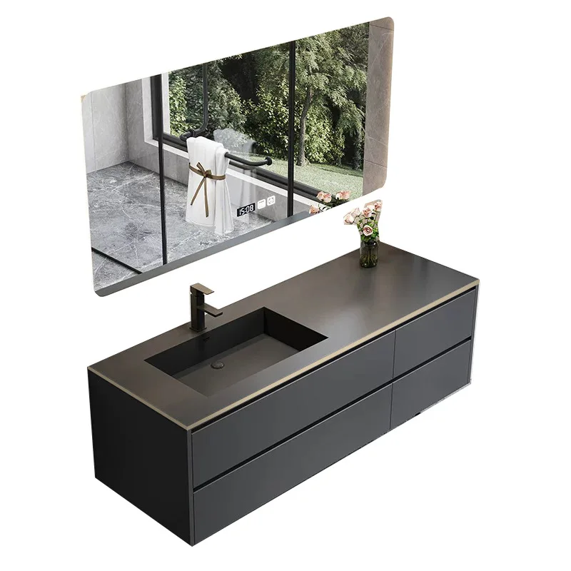 

Настенный мраморный туалетный столик для ванной комнаты с зеркалом, шкаф из пригорелого камня в ванной комнате