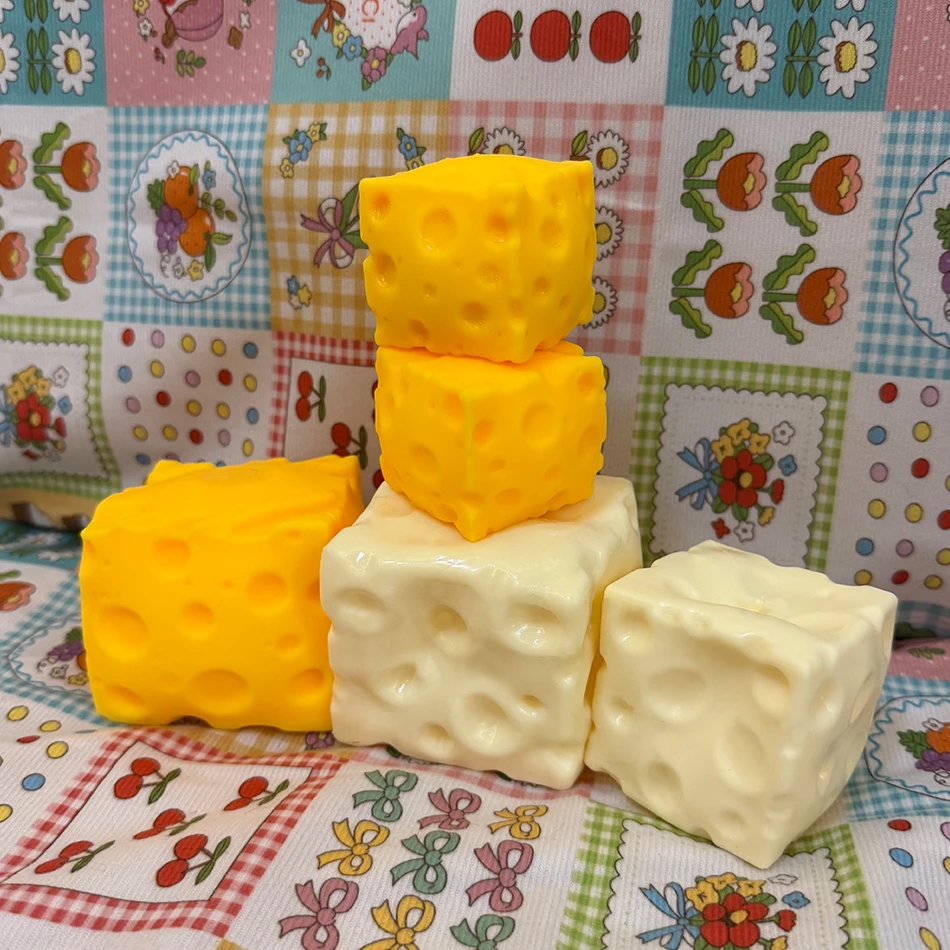 5/6/7CM Jumbo Cheese Cube Stress Ball Shapeable Squeeze Decor Non-Bounce or Bounce ASMR Sensory Anti-Stress Relief Squishy Toy image 6
